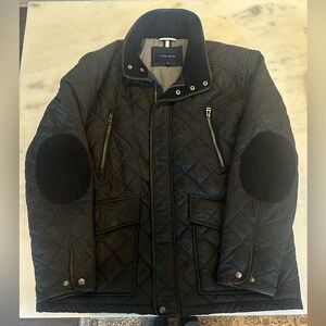 Cole Haan Quilted Barn Coat with Wool Herringbone Details